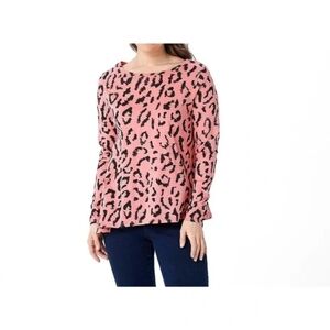 Seed to Style Organic Cotton Angled Hemn Leopard Print Pink Top L